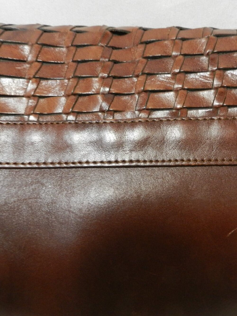 Fossil Vintage Woven Leather shoulder bag purse basket weave brown adjustable - Picture 8 of 15